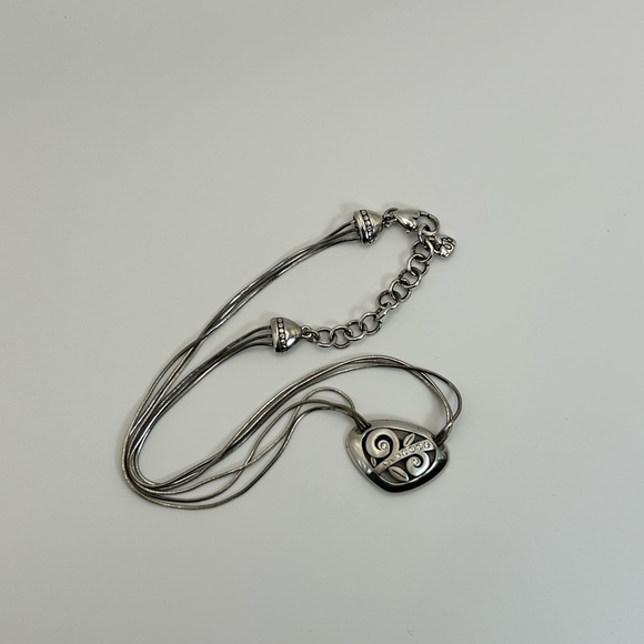 Brighton Eve's Delight Necklace Silver Plated Crystals Triple Chain 17" - Picture 4 of 8